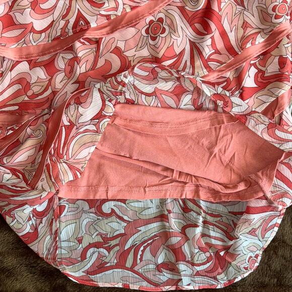 NY & Co. Sz S Pink/Rose Floral‎ Print Ruffle Front Lined Camisole PRISTINE - Picture 3 of 4